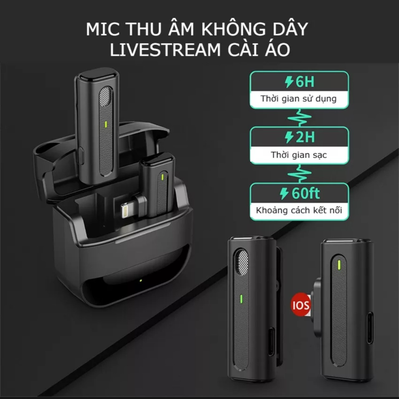 Micro không dây cài áo lọc tiếng ồn khử nhiễu kèm hộp sạc M8 Pro cao câp
