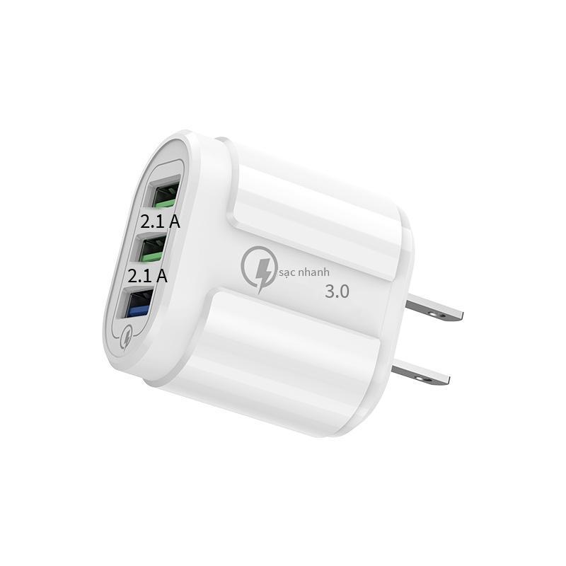 Giá ưu đãi Tiêu chuẩn Châu Âu ba cổng usb đa cổng sạc nhanh QC3.0 đầu sạc du lịch 18W tiêu chuẩn Mỹ tiêu chuẩn Anh Bộ sạc du lịch 18W