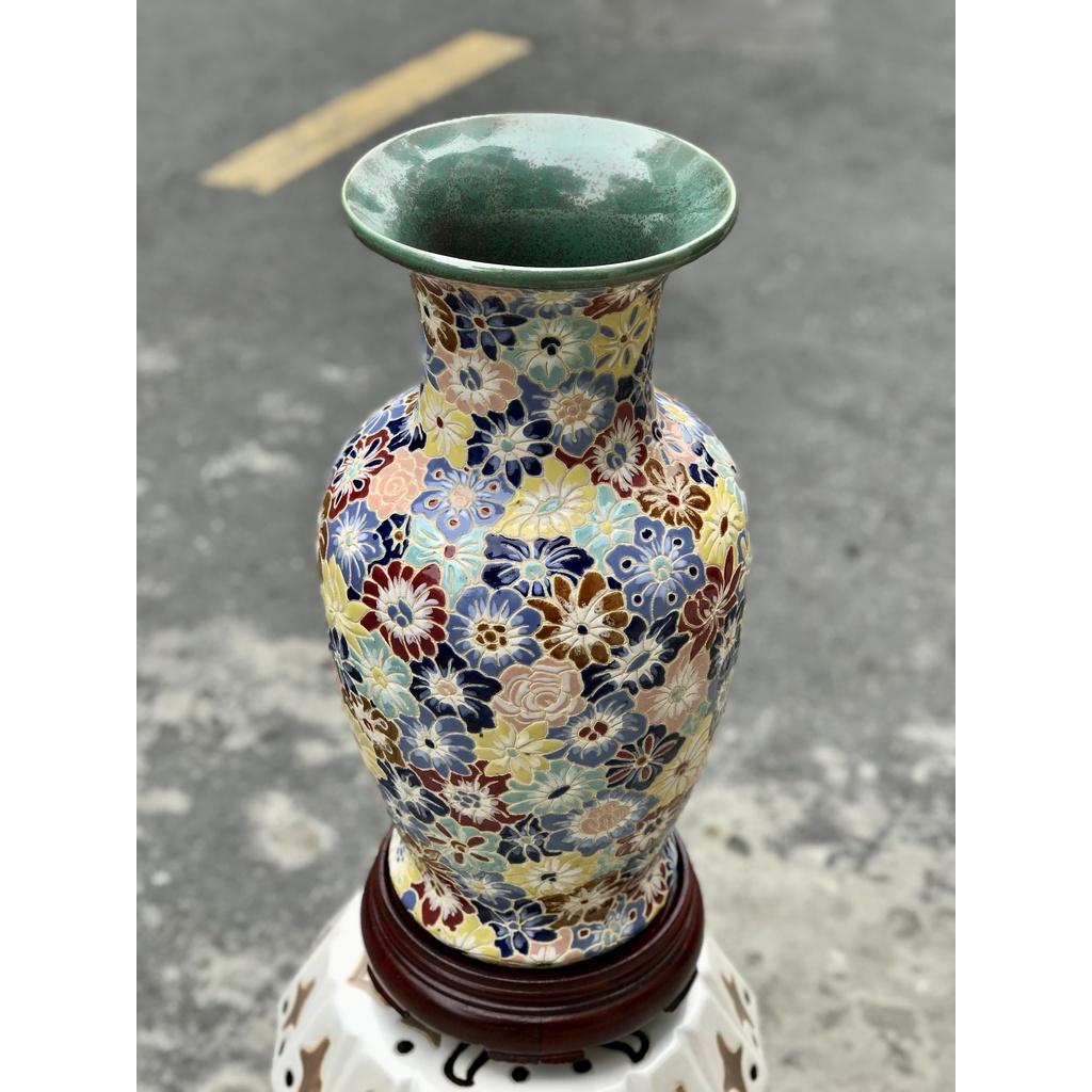 BÌNH HOA BÁCH HOA GỐM SỨ NAM BỘ THỦ CÔNG VẼ TAY TRANG TRÍ CẤM HOA DECOR 52CM