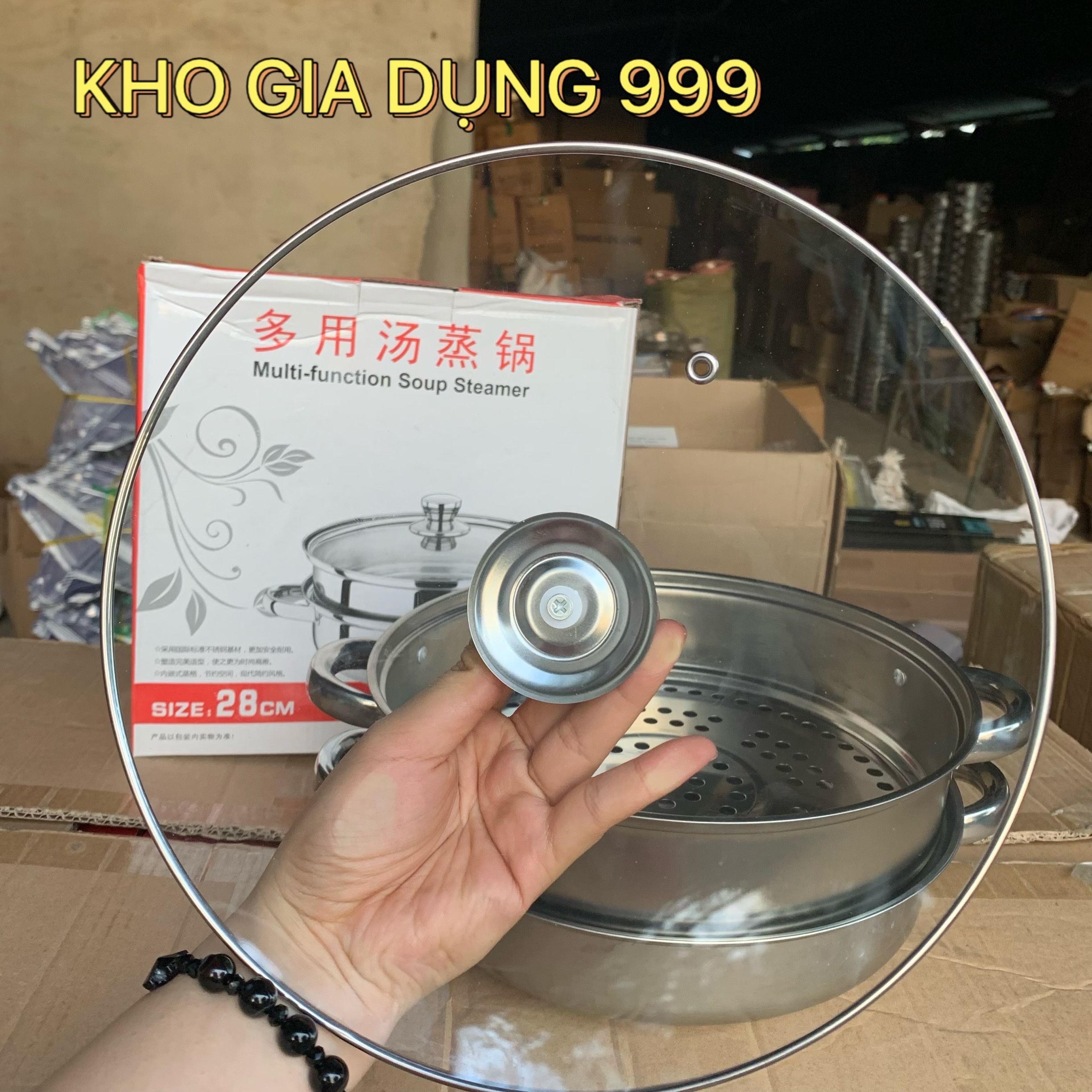 NỒI HẤP INOX 2 TẦNG SIZE 28CM - VỪA LÀ NỒI HẤP VỪA LÀ NỒI LẨU ĐƯỢC LUÔN PHÙ HỢP VỚI BẾP GA, BẾP ĐIỆN, BẾP TỪ