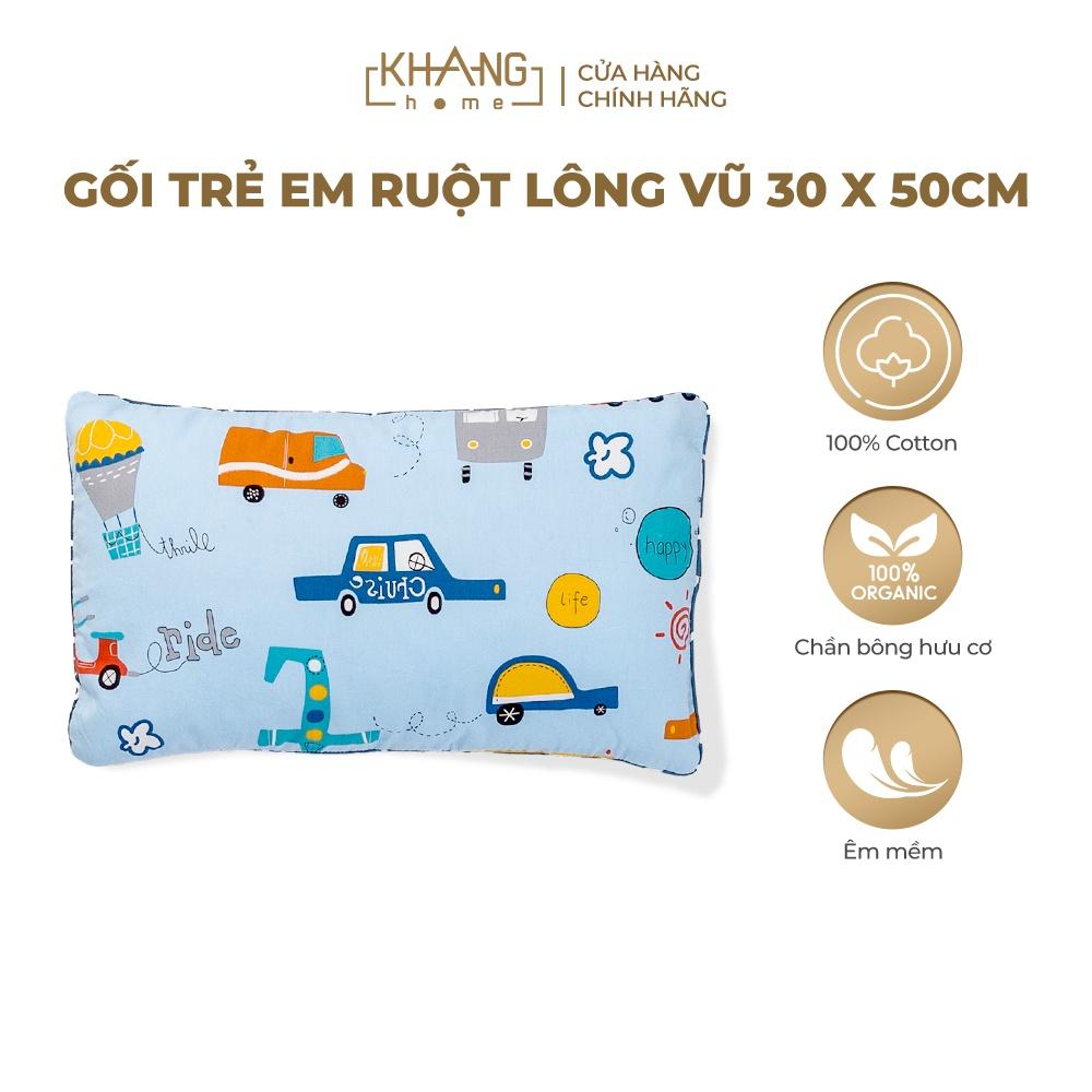 Gối Trẻ Em Tiện Lợi Khang Home Ruột Lông Vũ Êm Mềm, Kháng Khuẩn 30x50cm