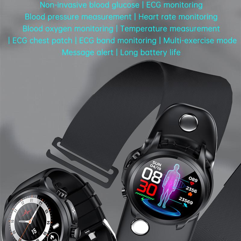 Đồng hồ thông minh E400 1.39 inch ECG Đường huyết Nhiệt độ cơ thể Huyết O2 ECG Belt Monitor Smartwatch