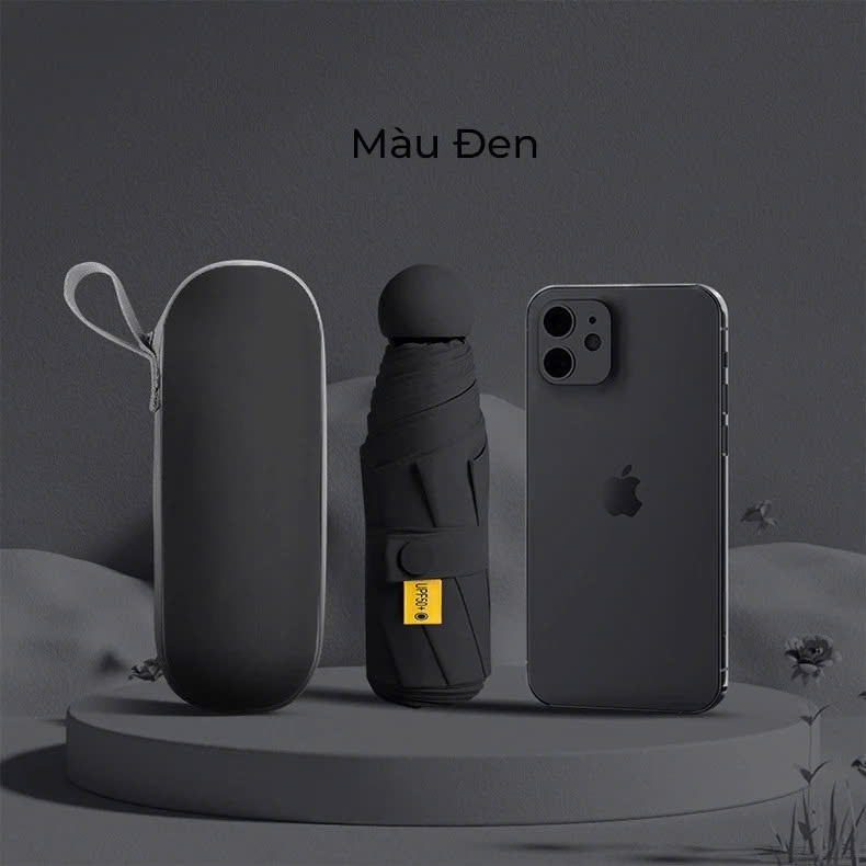 Ô Dù Gấp Gọn Mini 19cm, Dù Che Mưa, Dù Chống Tia Uv Mini Siêu Gọn 8 Xương, Có Hộp Đựng Chống Sốc - Hàng Chính Hãng - Giao Màu Ngẫu Nhiên