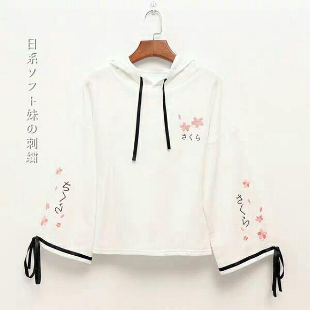 ÁO HODDIE ÁO KIỂU NỮ TAY DÀI HỌA TIẾT HOA CHO HỌC SINH SINH VIÊN