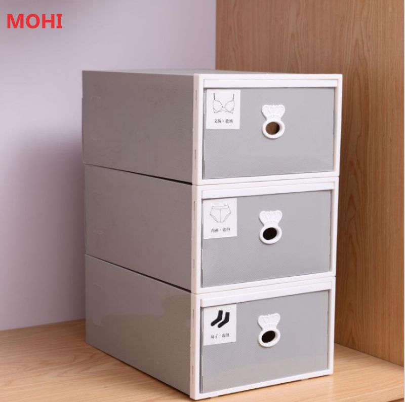 Hộp Lưu Trữ/ Tủ Đựng Đồ Lót 3 Ngăn MOHI  HT1 Kích Thước  42x32x23cm- Hàng Chính Hãng