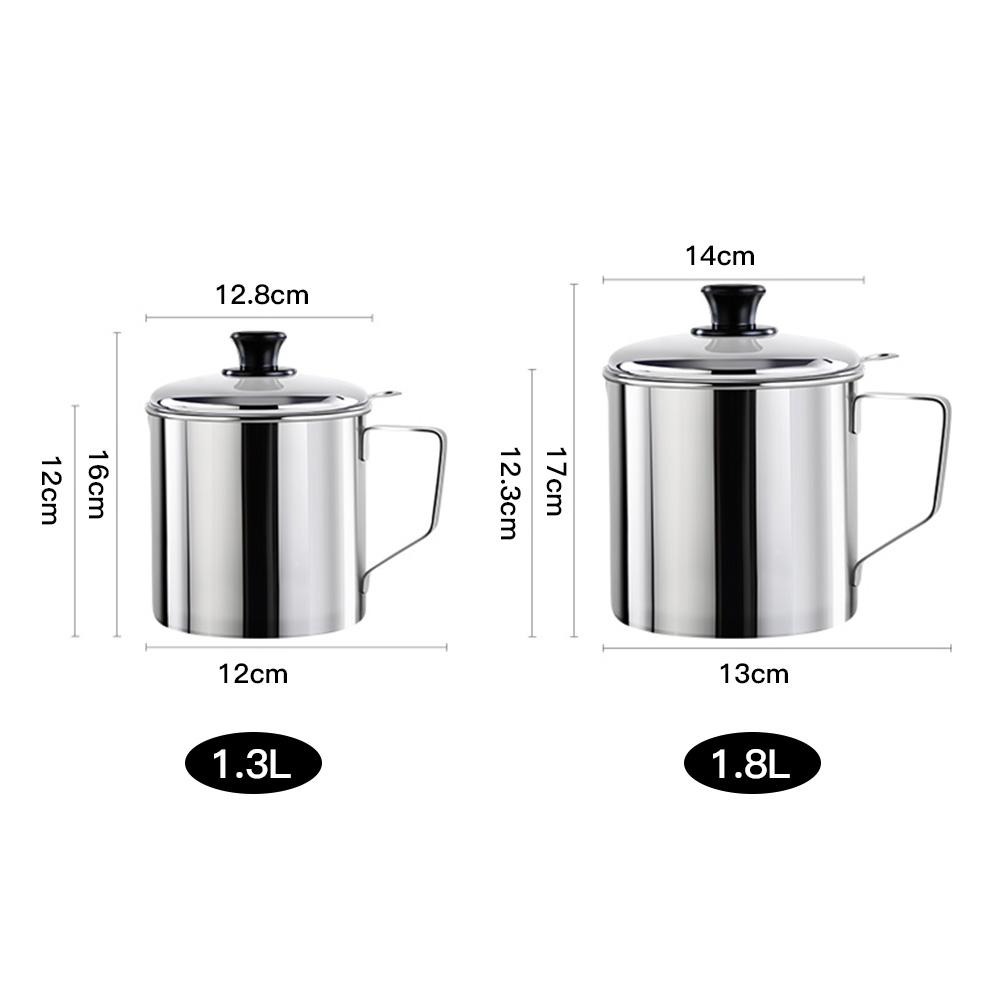 1.8L Thép Không Gỉ Lọc Dầu Nồi Dầu Xỉ Tách Dầu Dụng Nồi Đựng Bình Lưu Trữ Có Thể Vật Dụng Nhà Bếp Lọc
