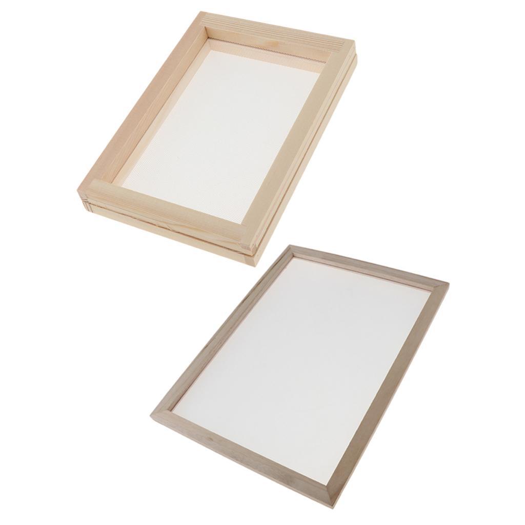 2-Piece of Sizes Paper Making Kit Mould Screen Frame, DIY Craft Gift, Handcraft , Recycling, Paper Art, for Kids Adults