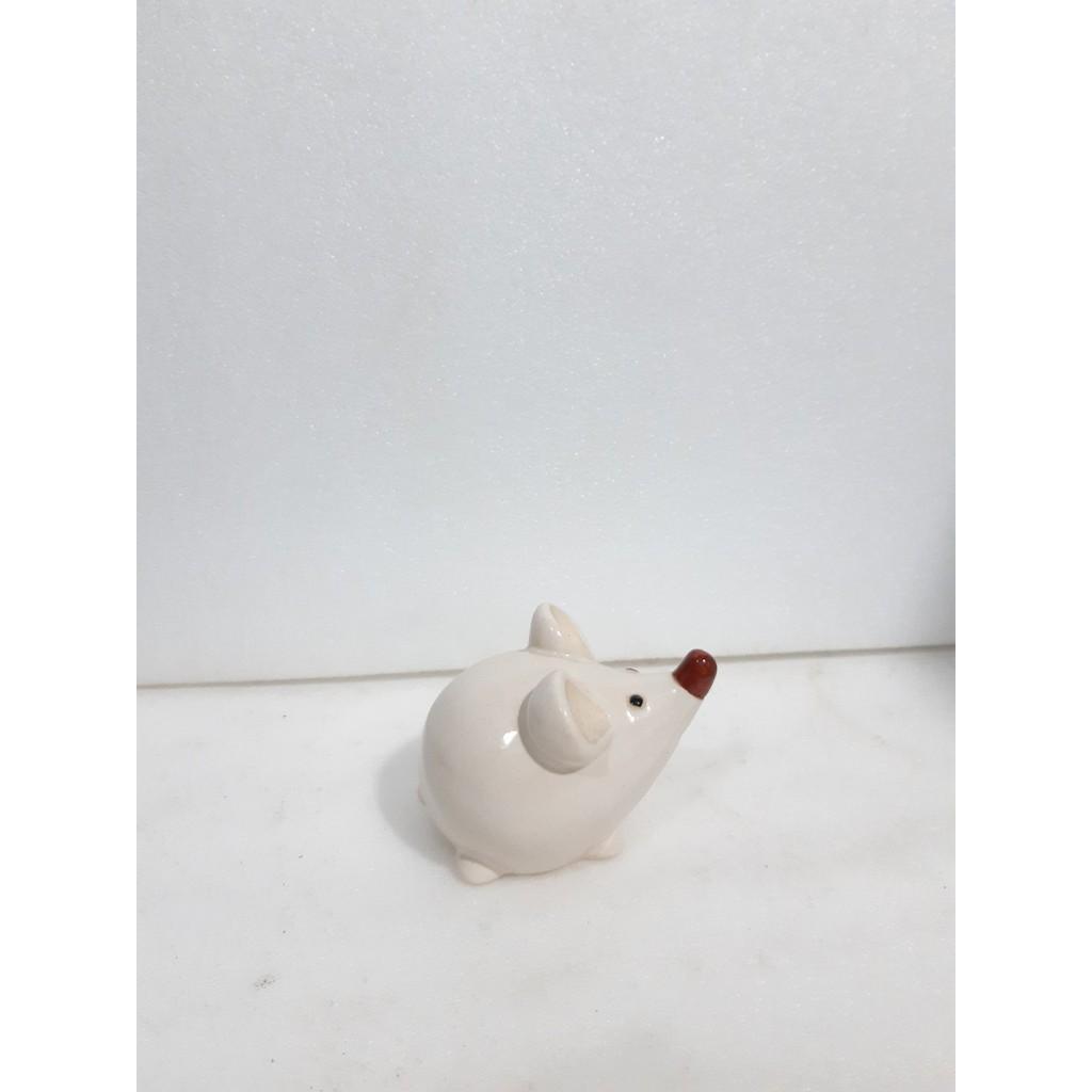 Tượng Chuột gốm men trắng mini