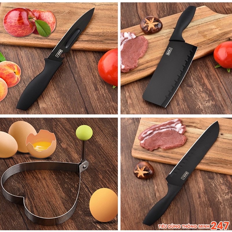 Bộ dao nhà bếp 5 món đa năng ,dao làm bếp  sử dụng  thực phẩm nhanh gọn , an toàn và tiện lợi cho mọi gia đình