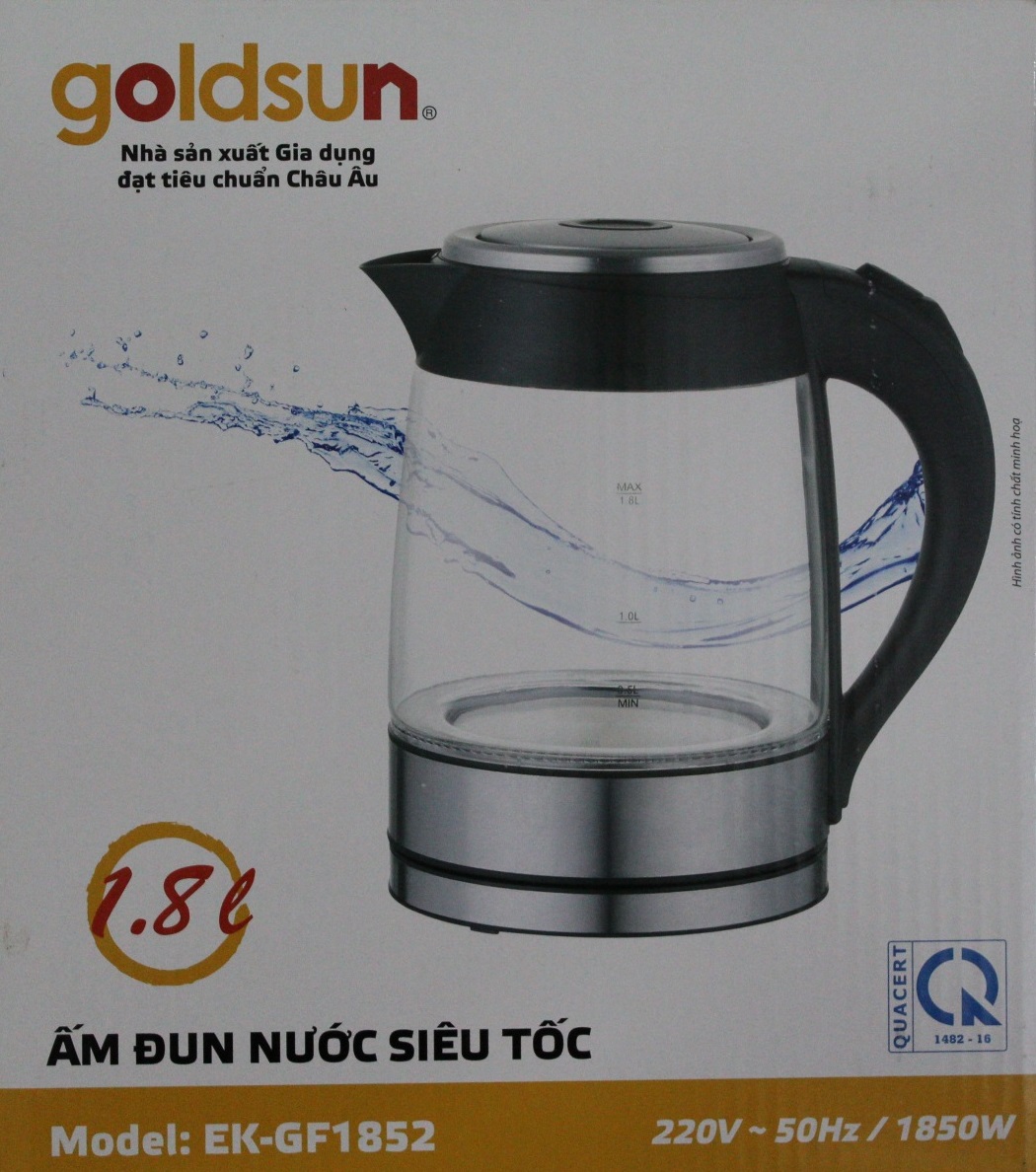 Bình Ấm Điện Siêu Tốc Thủy Tinh Goldsun EK-GF1852 (1,8 lít) - Màu Ngẫu Nhiên - Chính Hãng