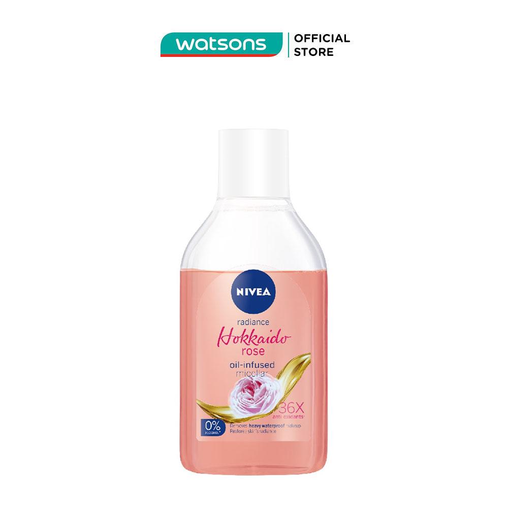 Nước Tẩy Trang Nivea Hokkaido Rosy White Oil-Infused Micellar 0% Alcohol Chiết Xuất Hoa Hồng 400ml