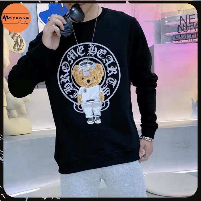 Áo sweater nam tay dài, Áo nỉ cao cấp chất đẹp mịn in Gấu CH dễ thương mã NZ816
