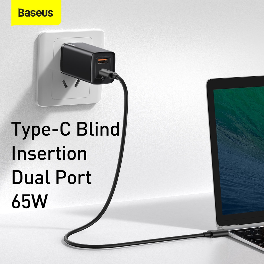 Adapter củ cóc sạc nhanh 65W đa năng USB &amp; PD Type-C hiệu Baseus GaN2 Lite chuẩn sạc nhanh PD 3.0 &amp; QC 4.0 công nghệ GAN thế hệ 2, chip BPS 2.0 - hàng nhập khẩu