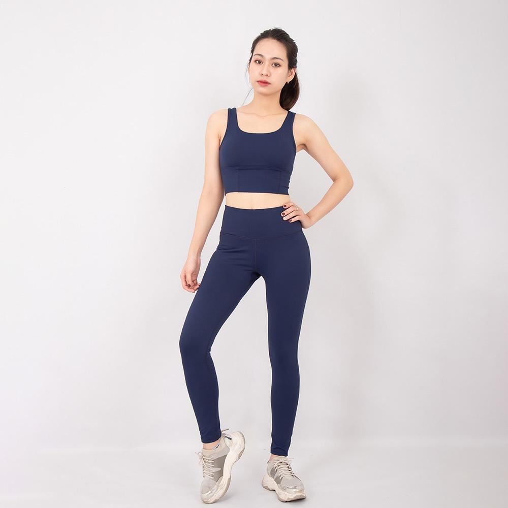 Bộ thể thao (Quần Genmax V3 dài - Bra dây lưng) tập yoga, gym, dance thiết kế tươi trẻ dành cho nữ