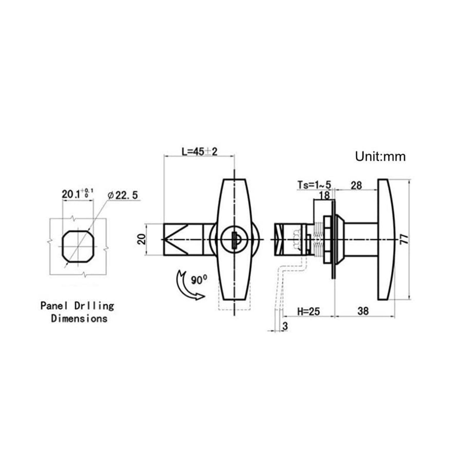 T-Handle Door Lock Latch Zinc Alloy Cabinet T-Handle Door Lock for Car Truck Trailer Camper Van