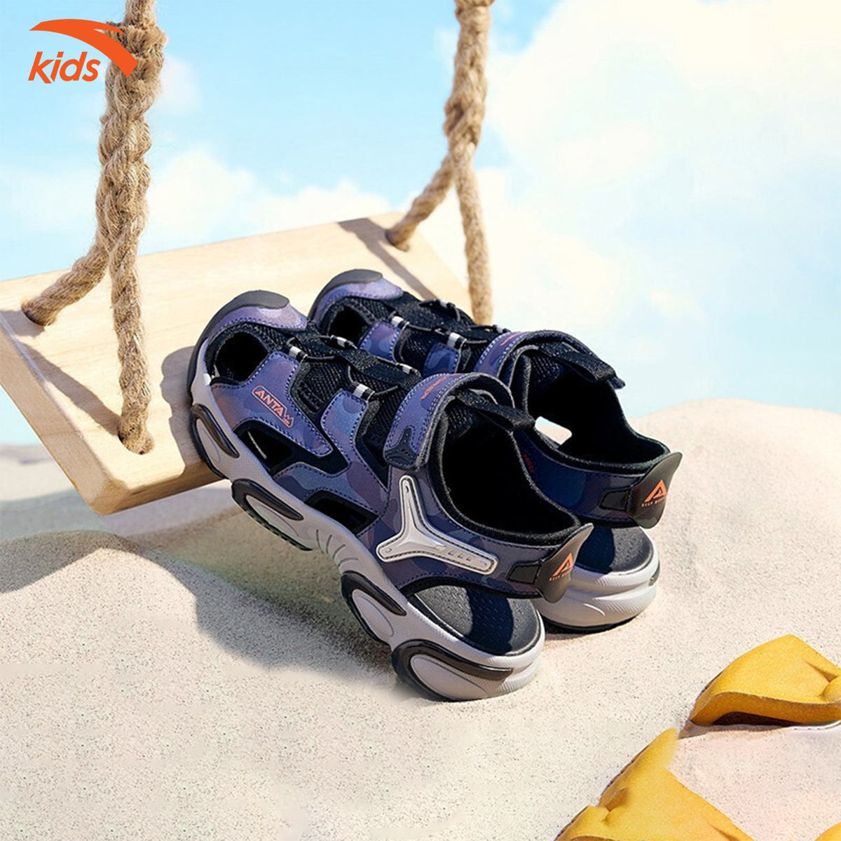 Sandals thể thao bé trai Anta Kids siêu nhẹ, quai dán tiện lợi, mặt lưới thoáng khí 312226936-2