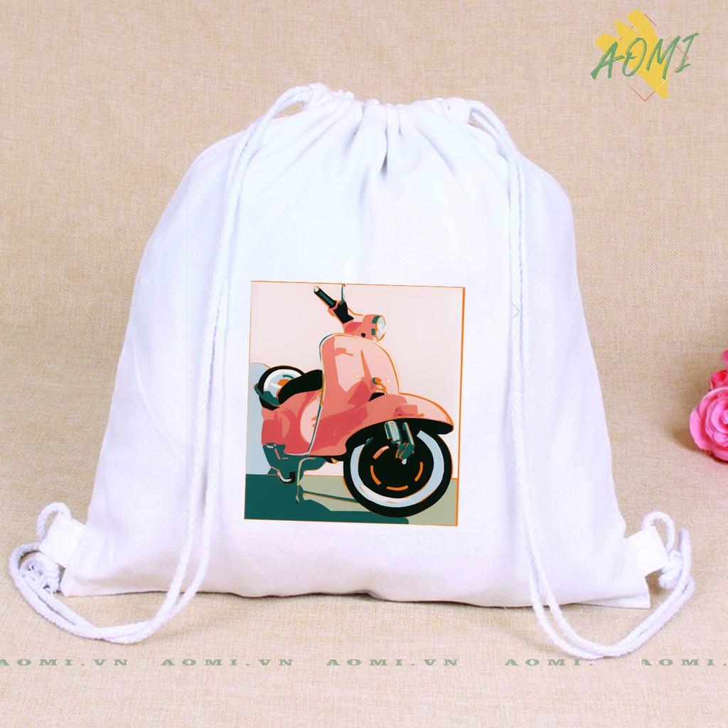 BALO VESPA MINI AOMIVN DÂY RÚT NHỎ XINH UNISEX CHẤT CANVAS THỜI TRANG CUTE XINH ĐẸP TIỆN ÍCH DẠO PHỐ DU LỊCH