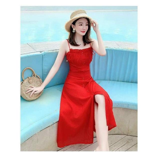 HÀNG NHẬP - ĐẦM MAXI 2 DÂY NGỰC RÚT DÂY
