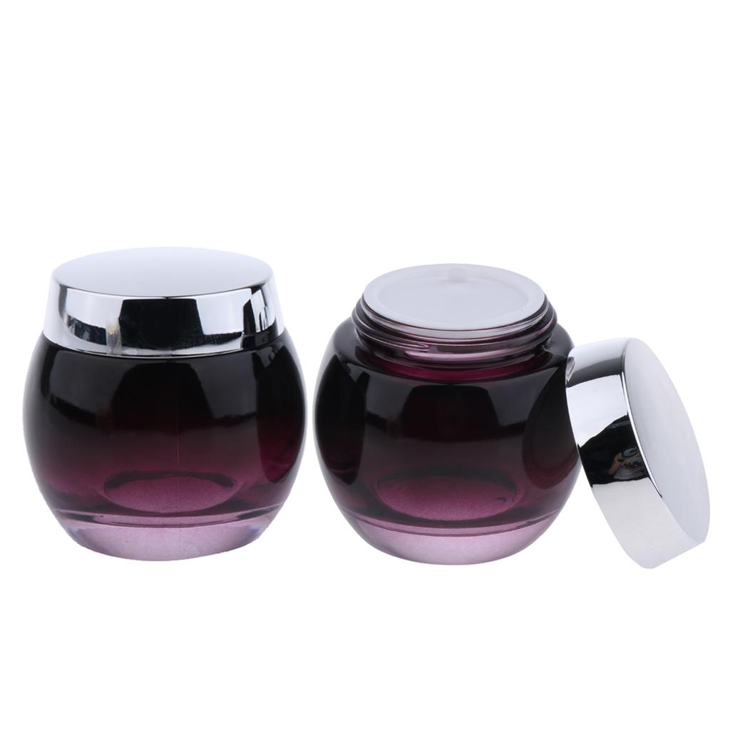 2Pcs 120g Glass Mask Jar Cream Containers Cosmetic Empty Can Sample Bottle - Purple Gradient Bottle Body - Refillable/Reusable