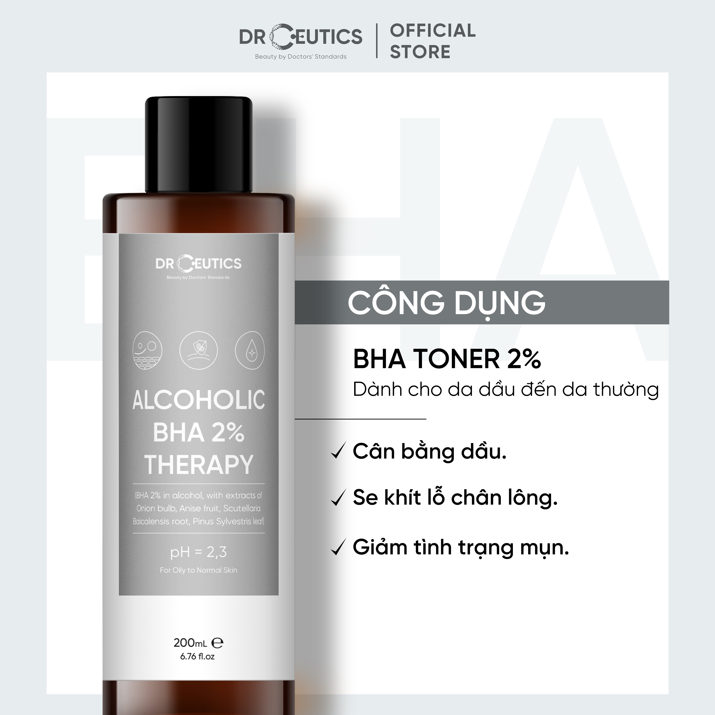 Toner Làm Sạch Và Cân Bằng Da DrCeutics BHA 2%