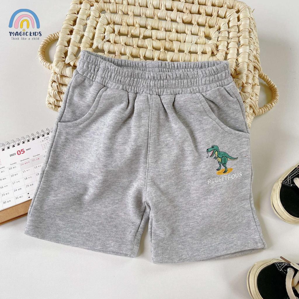 Quần short đùi ngắn trẻ em thêu khủng long cho bé trai đi chơi đi học Magickids Quần áo trẻ em thoáng mát QĐ22009