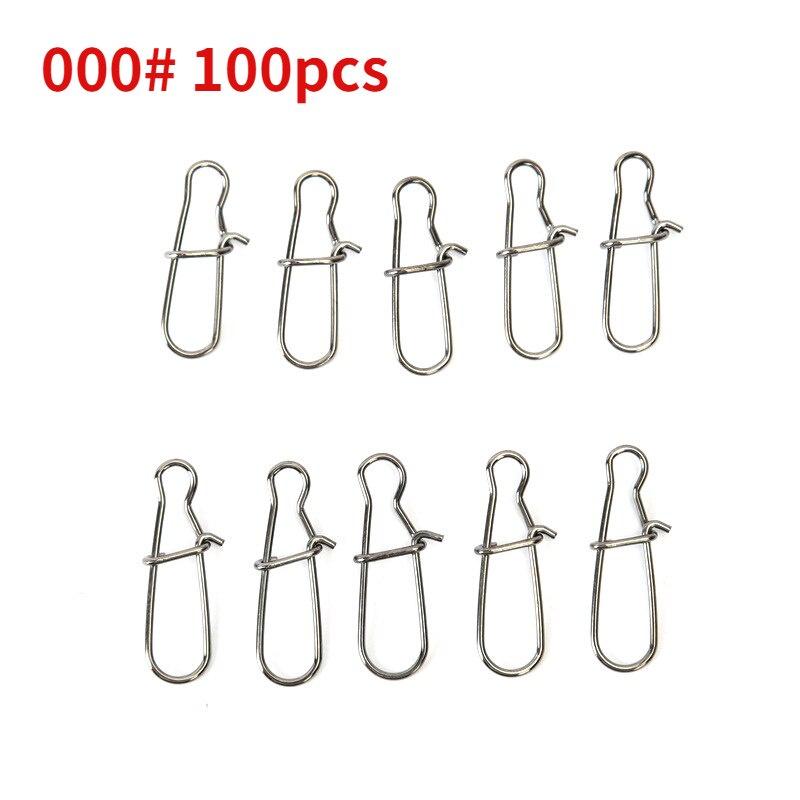 100pcs 000-6# Fishing Nice Hooked Snap Pin Fast Clip 304 Stainless Steel Fishing Barrel Swivel Lure Connector Accessories