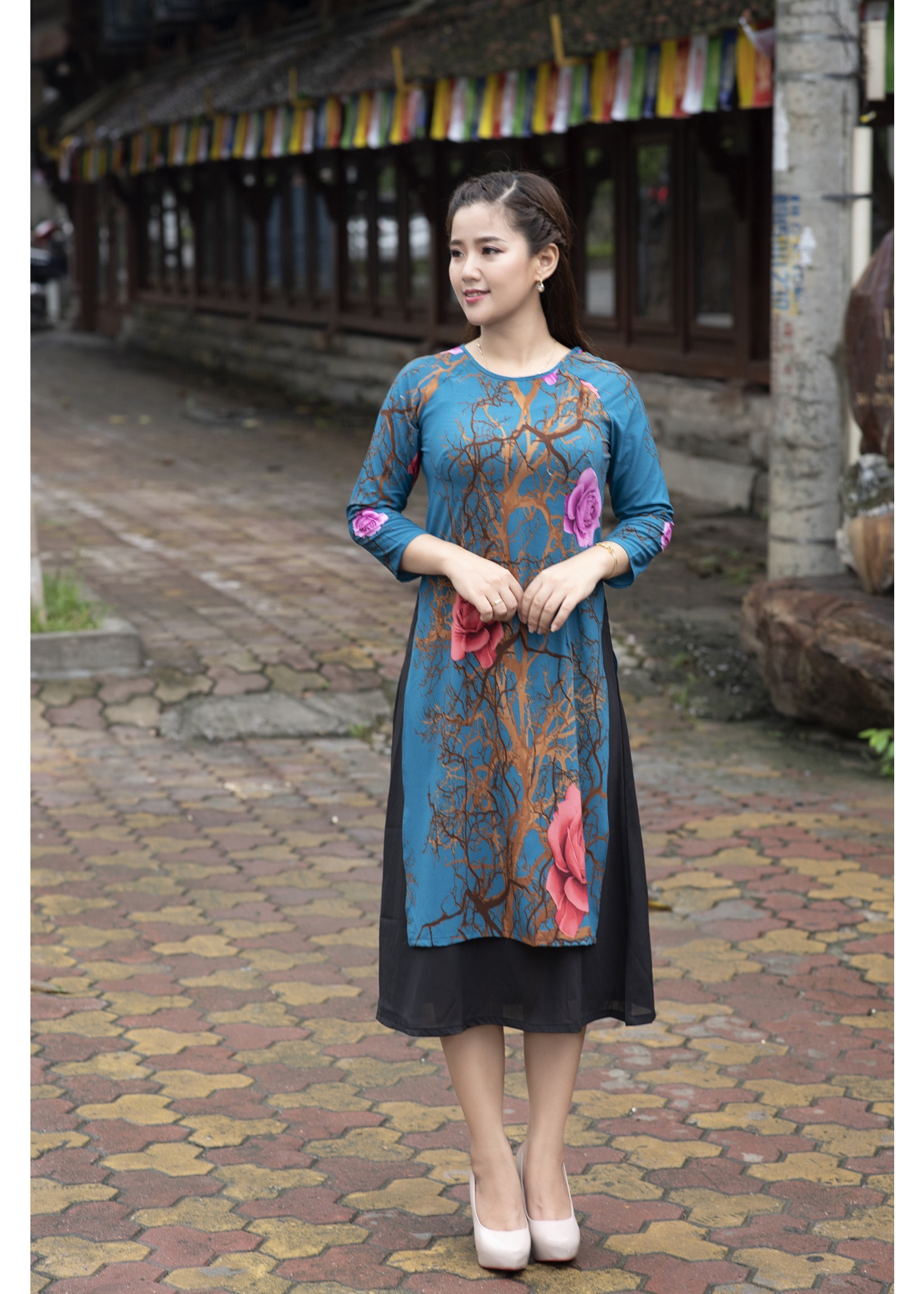 Áo dài Trắng Vàng cách tân nữ dáng suông xưa CHAANG may sẵn lụa xuông bầu  dự tiệc lễ tết đẹp ADC740 | Shopee Việt Nam