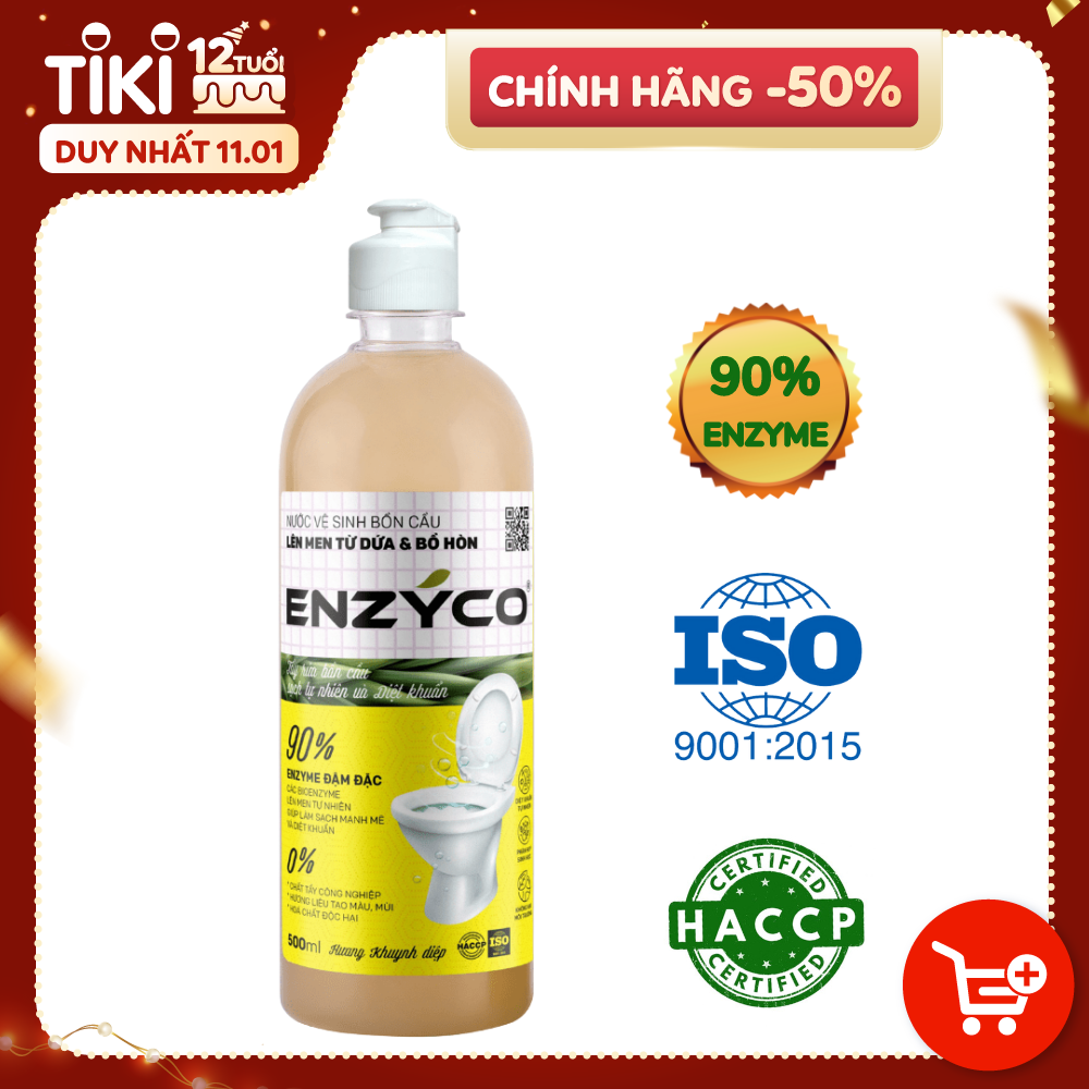 Nước Tẩy Nhà Vệ Sinh Sinh Học ENZYCO 860ml - Chiết Xuất Bồ Hòn Và Enzyme Dứa, Hương Thơm Từ Khuynh Diệp