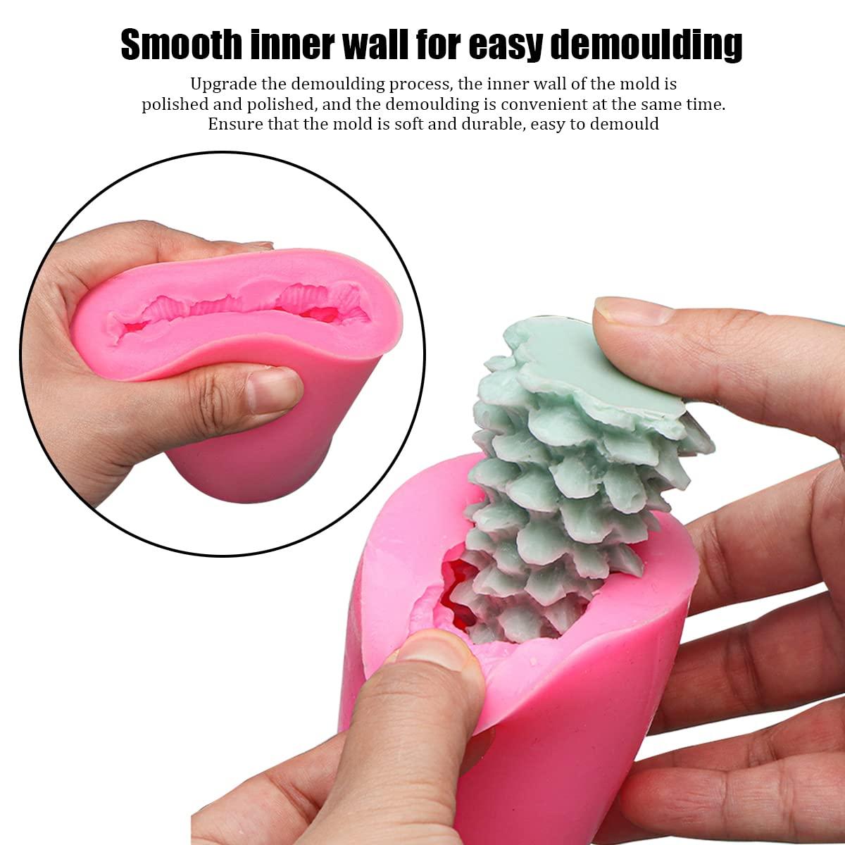 Hình dạng silicon thông, nấm cand nến Giáng sinh, hình dạng nến 3D của nón thông, hình dạng casting nến DIY