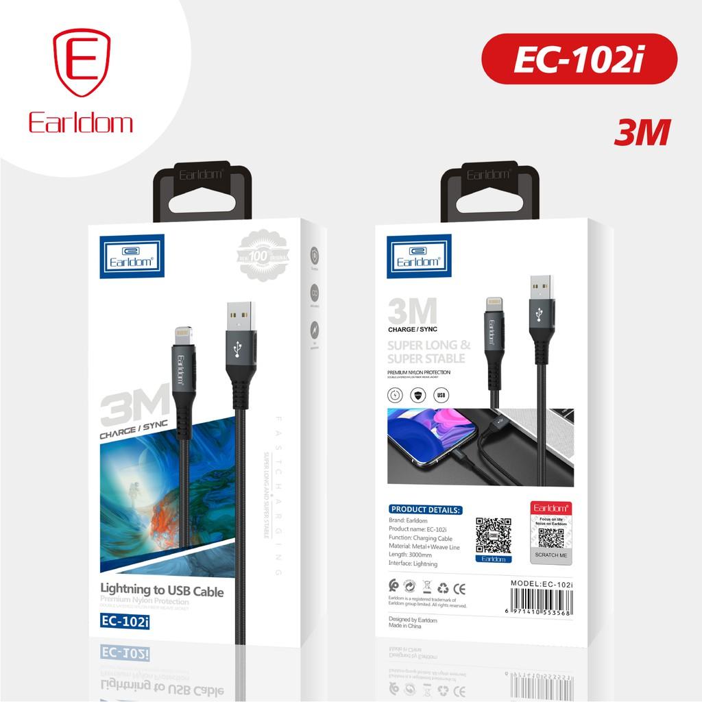 Cáp sạc bọc dù Earldom EC – 102 hỗ trợ sạc nhanh 2.5A - Hàng chính hãng