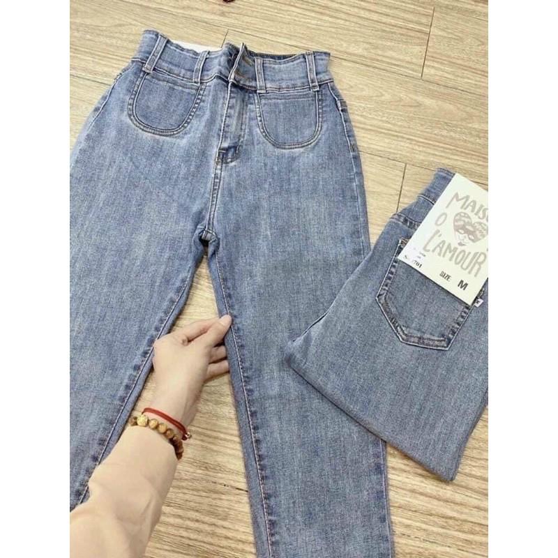 Quần Jean Cạp Cao 2 Khuy