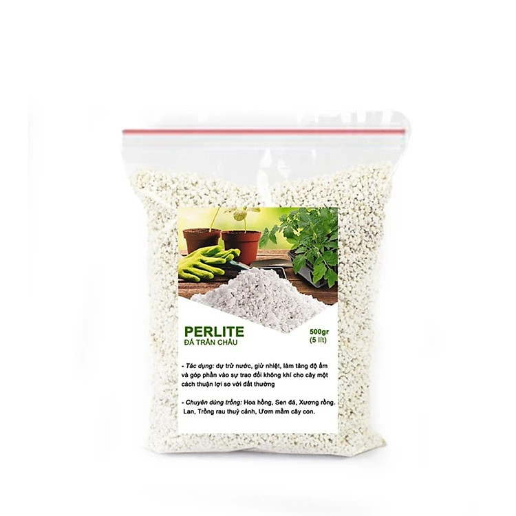 Đá Perlite (đá trân châu)-chất dinh dưỡng, điều hòa nhiệt độ độ ẩm cho đất trồng-thích hợp để trồng hoa, trồng hoa  hồng,sen đá-500gr