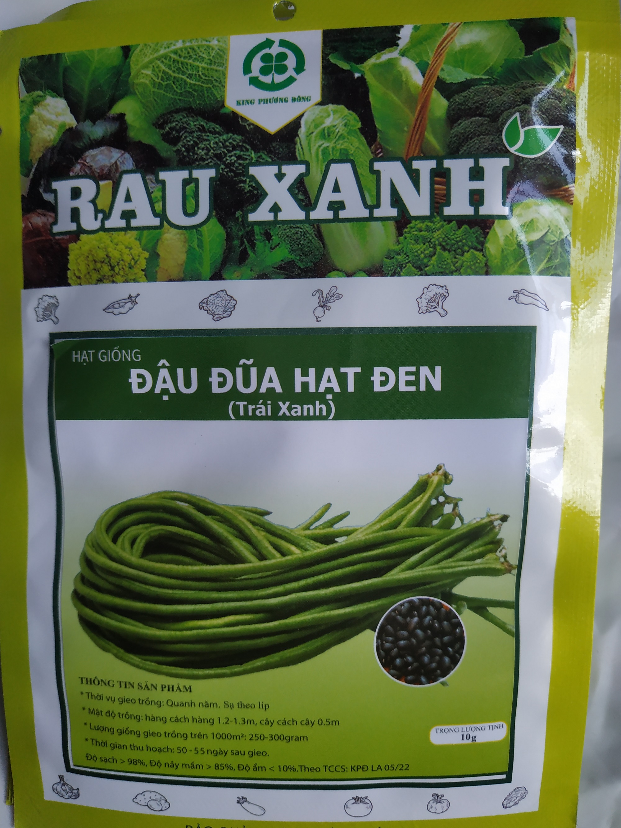 Combo 10 gói Hạt giống ĐẬU ĐŨA HẠT ĐEN - gói 10 gram