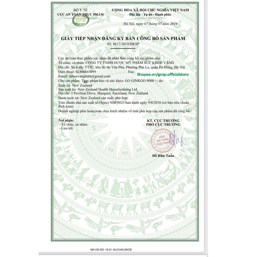 Viên uống bổ não Go Healthy GO Ginkgo 9000+ hoạt huyết dưỡng não tăng cường tuần hoàn cải thiện trí nhớ tăng khả năng tập trung
