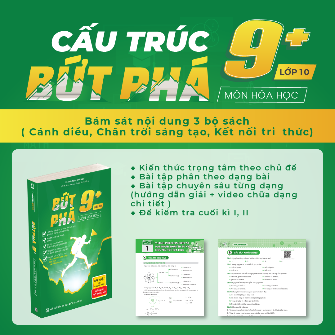 Combo 3 cuốn bứt phá 9+ lớp 10 môn Toán, Lí, Hóa