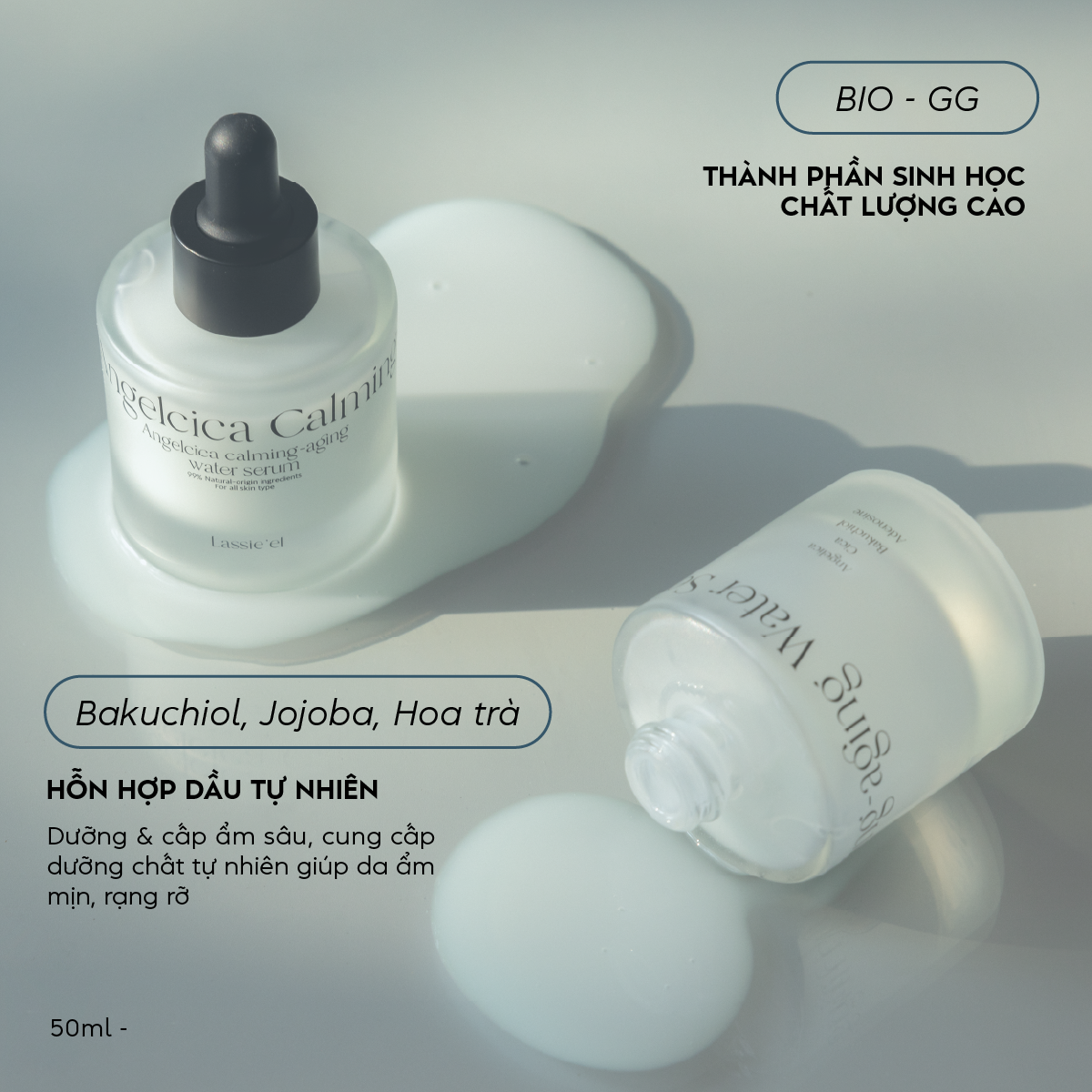 Serum Lassie'el chiết xuất từ thiên nhiên ngăn ngừa lão hóa dưỡng ẩm phục hồi sáng da mờ thâm mụn 30ml Hàn Quốc