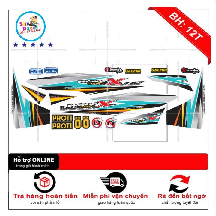 Tem rời wave X 2017 dán xe trắng