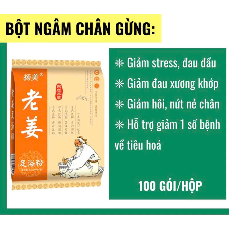 Bịch 100 Gói Thảo Dược Ngâm Chân Ngải Cứu, Gừng Món quà lý tưởng cho ba mẹ, ông bà, người thân Thư Giãn Đôi Chân Ngủ Ngon Tăng Cường Sức Đề Kháng Tốt Cho Sức Khỏe - Giao Mẫu Ngẫu Nhiên