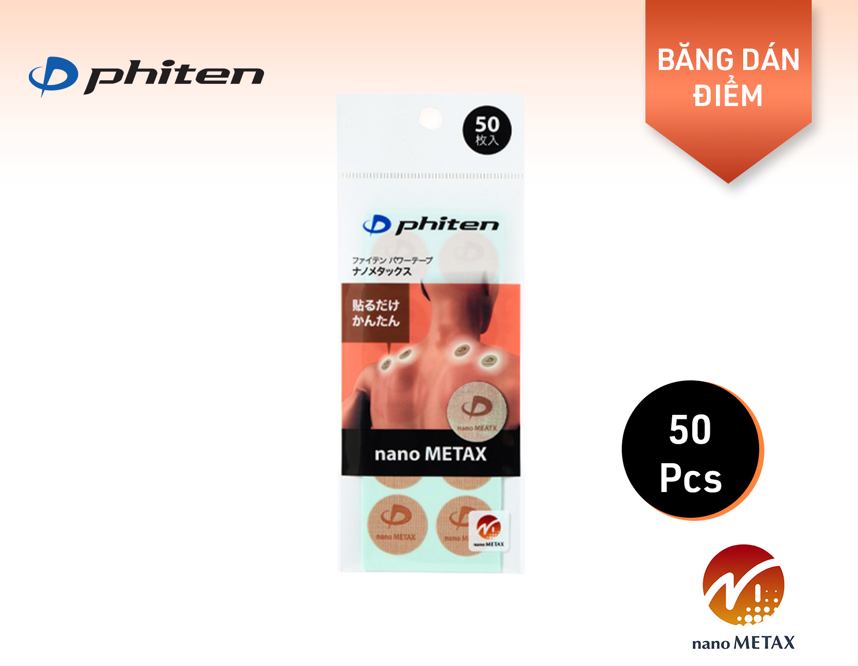 Băng Dán Hỗ Trợ Cơ Phiten Nano Metax Disc – Phiten Power Tape Nano Metax Disc