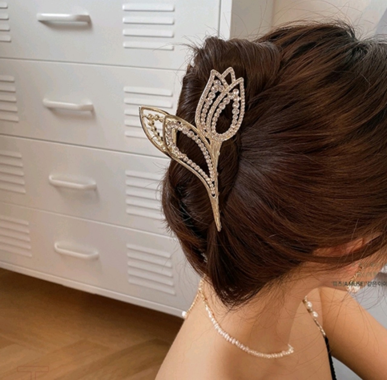Kẹp Tóc Bằng Kim Loại Đính Đá Và Ngọc Trai Thời Trang