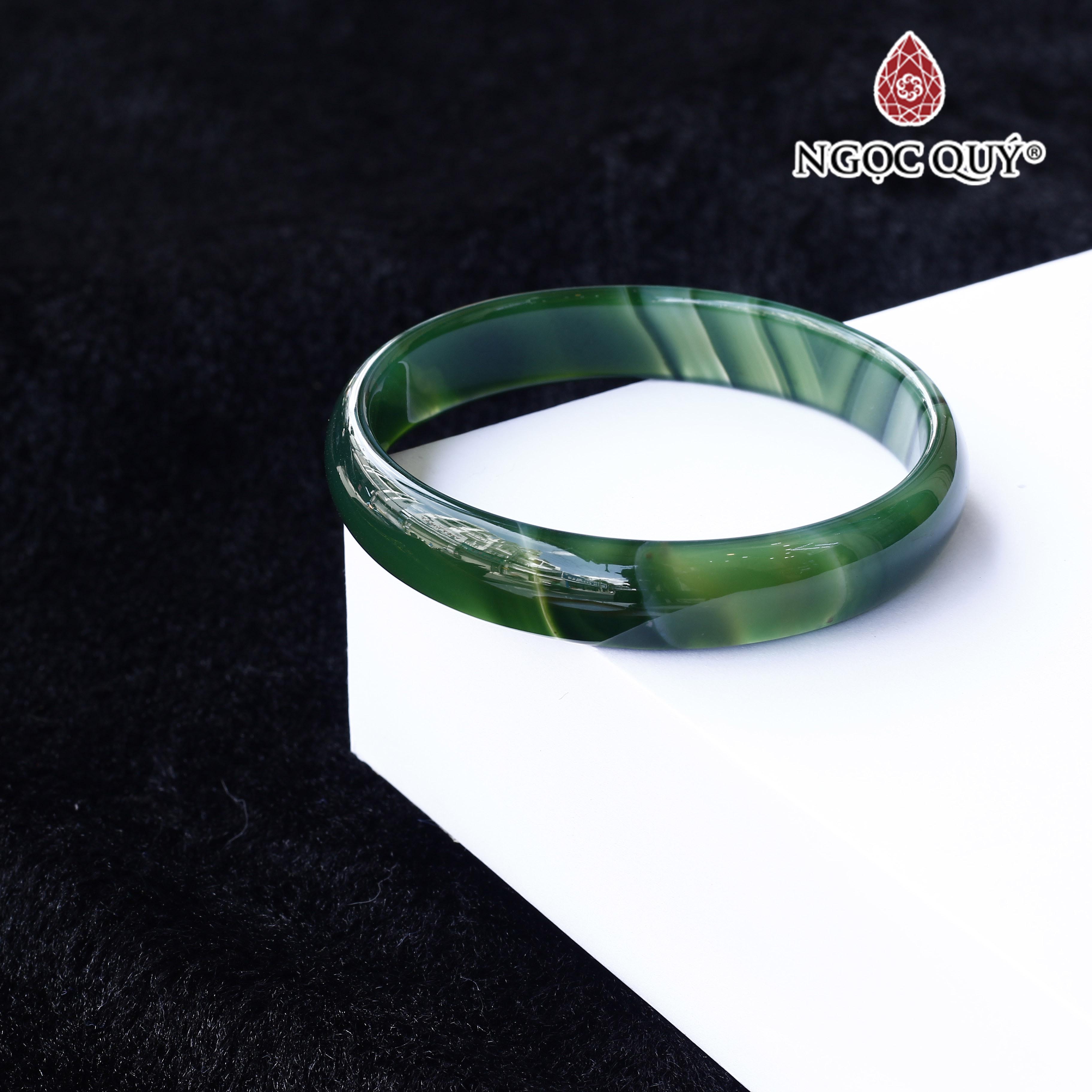 Vòng đá mã não xanh rằn ri bản mỏng Ni56 - Ngọc Quý Gemstones