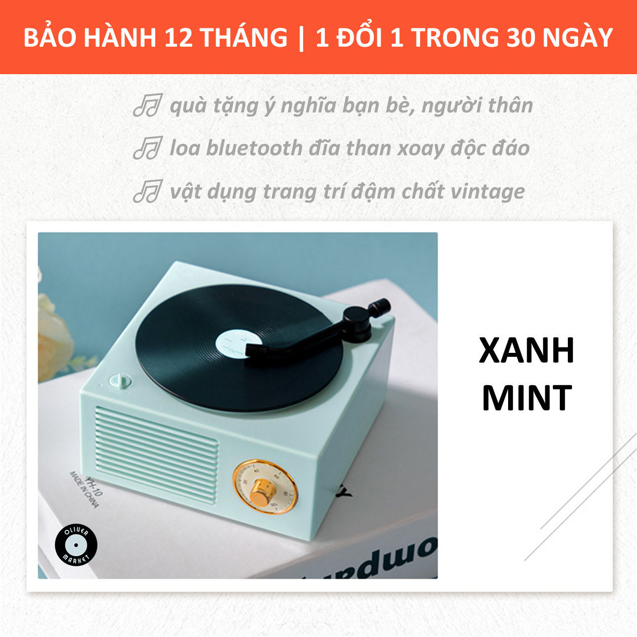 Loa Bluetooth Mini OLIVER X10 Loa Bluetooth Đĩa Than Xoay Vintage Cổ Điển Đồ Decor Phòng Khách Trang Trí Bàn Làm Việc Loa Kèn Bluetooth Độc Đáo