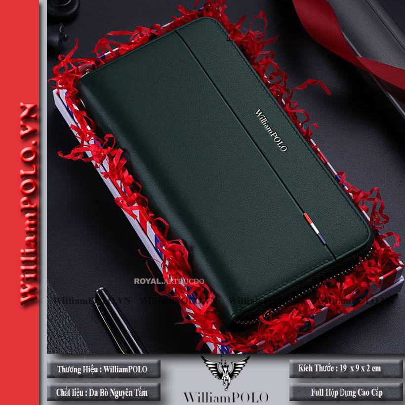 Ví cầm tay nam - ví nam cao cấp Full hộp WilliamPOLO - V28