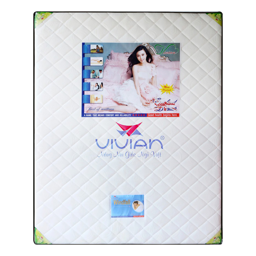 Nệm Cao Su Nhân Tạo 1 Viền Winfall Super Vivian (1.6 x 2.0 x 0.2 m) - Màu Trắng Chần Họa Tiết Ngẫu Nhiên