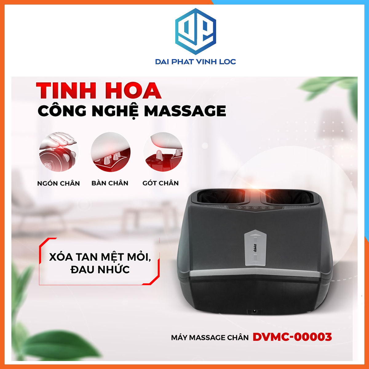 Máy massage chân Đại Việt DVMC-00003 Lưu Thông Khí Huyết Giảm Tê Bì Công Nghệ Con Lăn Xoay 360 Độ - Bảo Hành 12 Tháng