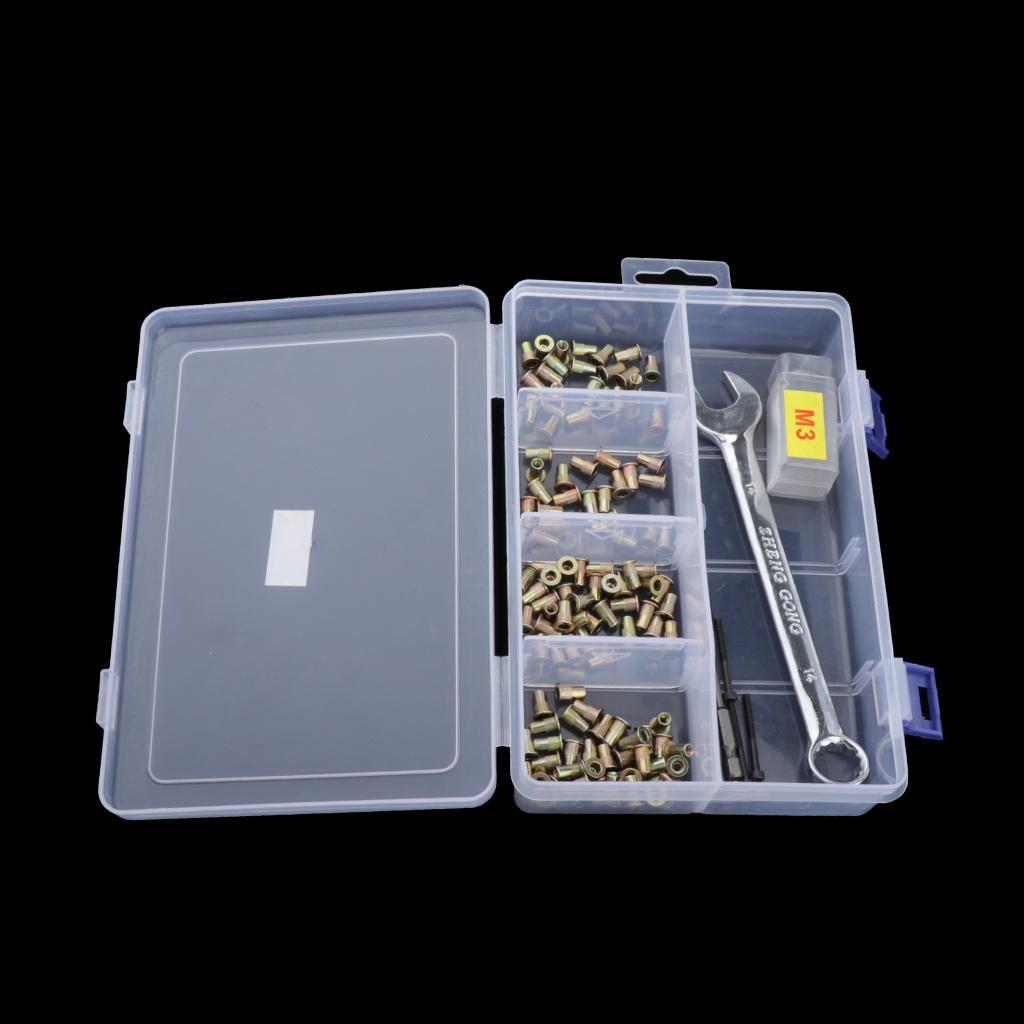 100pcs M3 Rivnut, Wrench, Hex Key, Hexagonal Batch Head, Nuts Rivet Kit