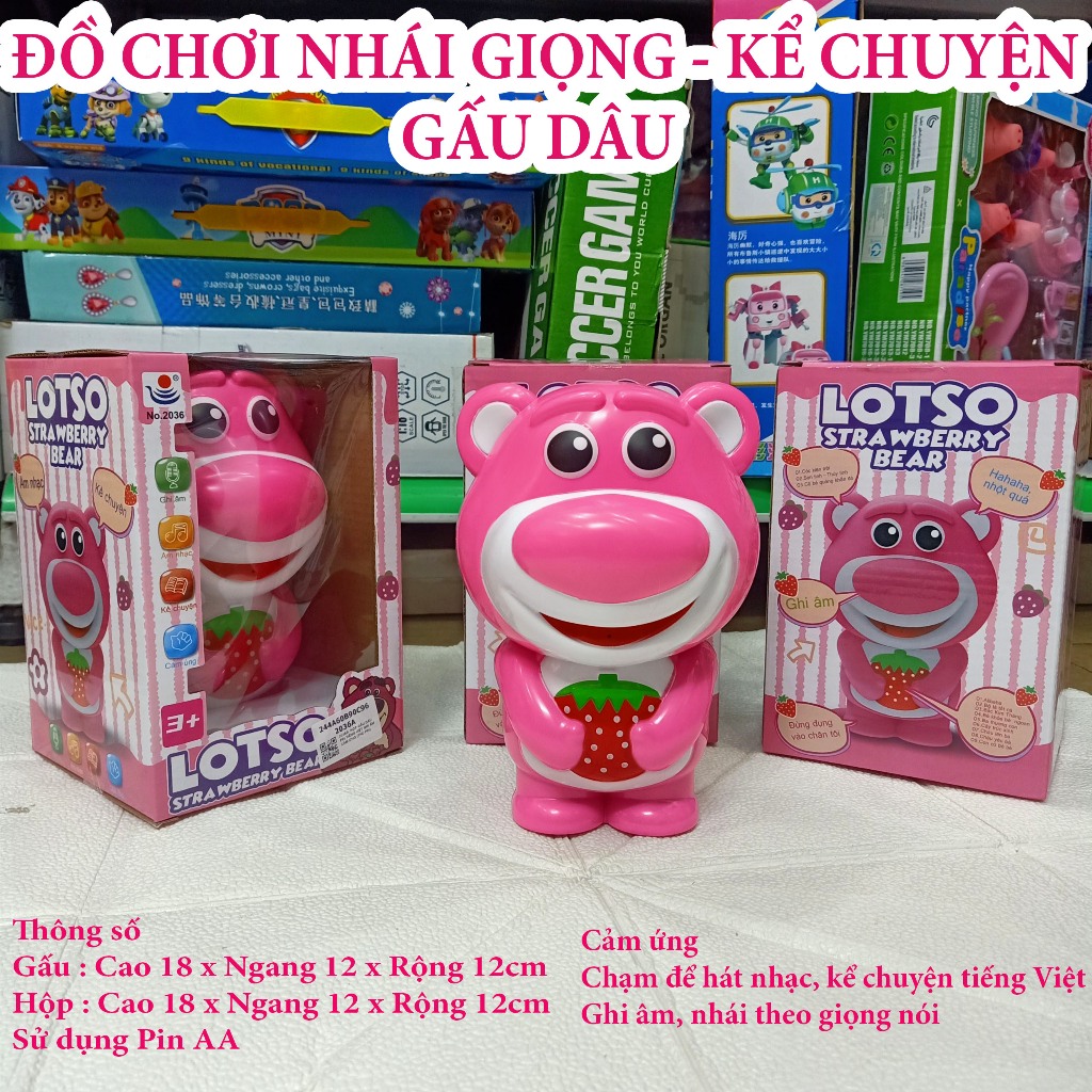 Đồ Chơi Gấu Dâu Lotso Cảm Ứng Kể Chuyện Hát Nhạc Thiếu Nhi Ghi Âm Nhại Giọng Nói Chạm Cực Nhạy