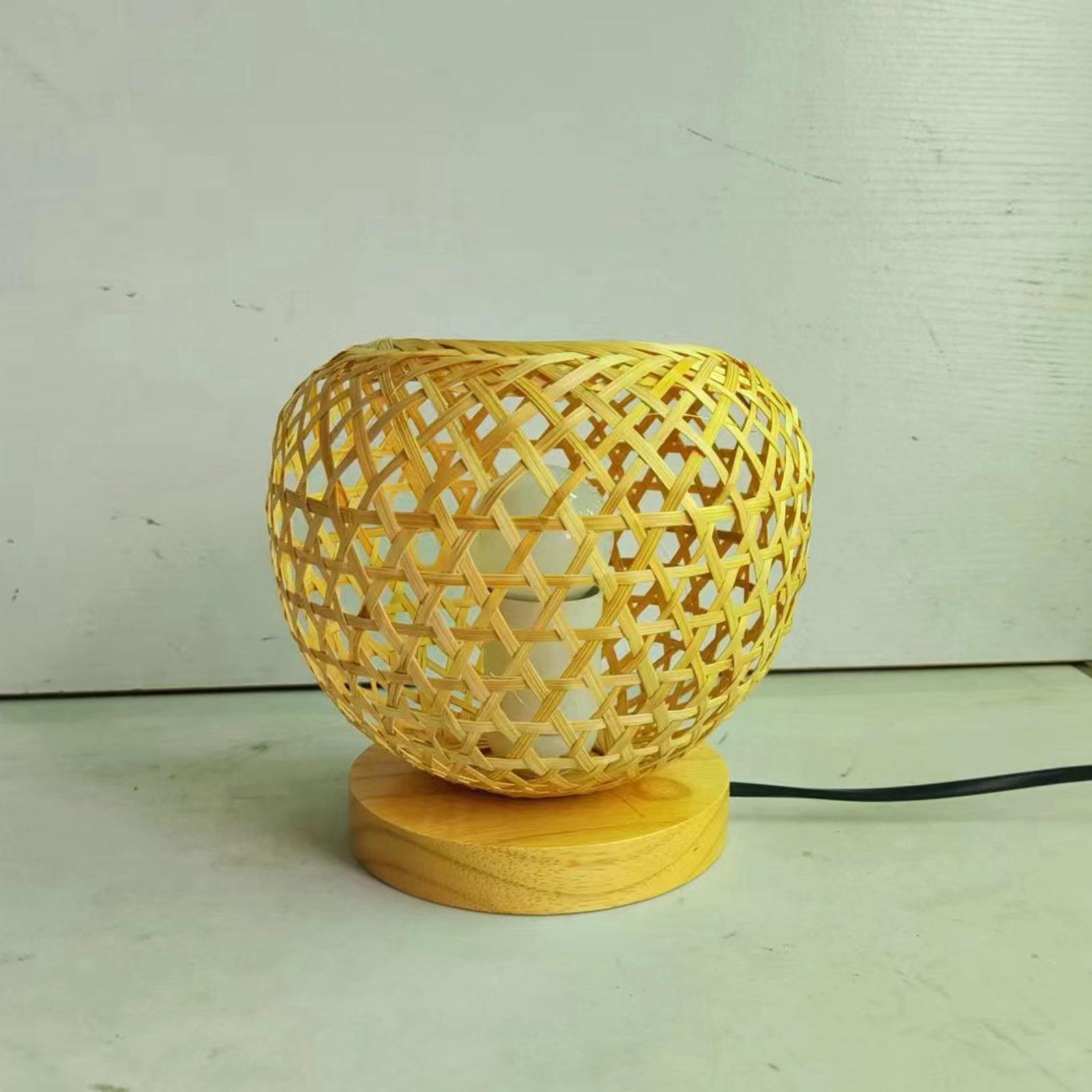 Bamboo Table Lamps Beside Lamp Reading Light Retro Decorative Desk Lamp Rattan Table Lamp for Living Room Tabletop Home Study Room Bedroom