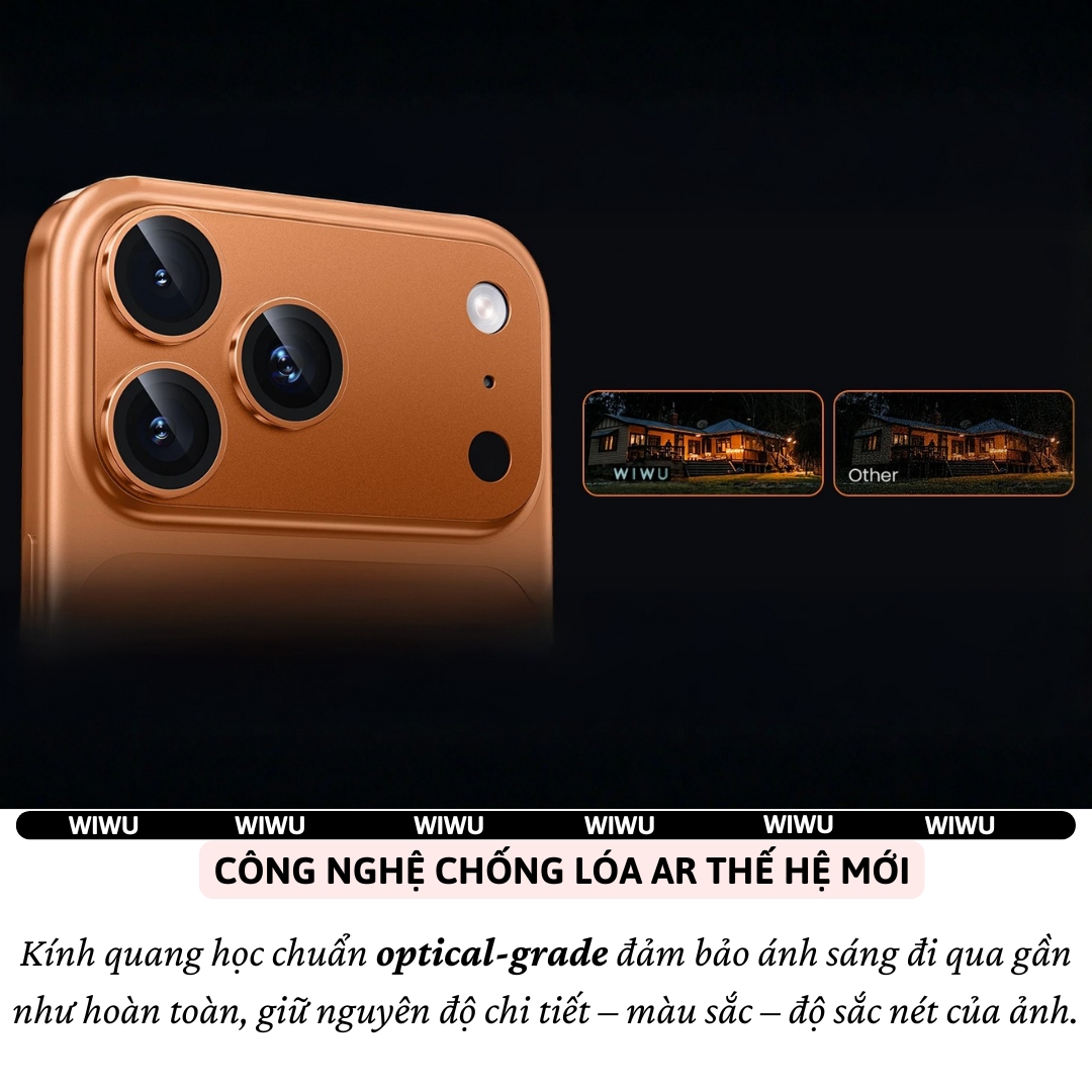 Kính Cường Lực Camera Full Viền TitanGuard cho iPhone 17 Pro Max / iPhone 17 Pro hiệu WIWU Armor Deck AR Chống loa Chống trầy, độ cứng 9H+, Siêu nét 8K, Chất liệu nhôm hàng không, Không làm giảm chất lượng ảnh - Hàng nhập khẩu