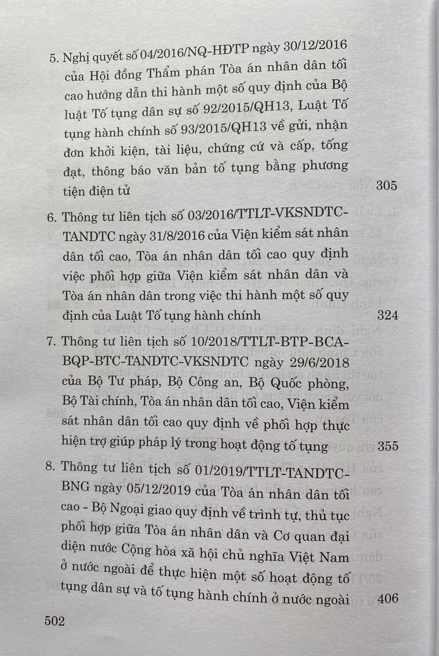 Luật tố tụng hành chính (Hiện hành) (Sửa đổi, bổ sung năm 2019) và văn bản hướng dẫn thi hành